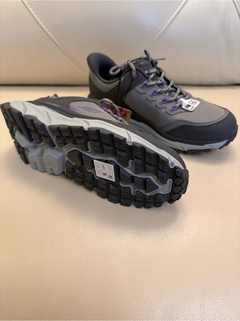 Skechers Women's Gray Sneakers with Purple Accents